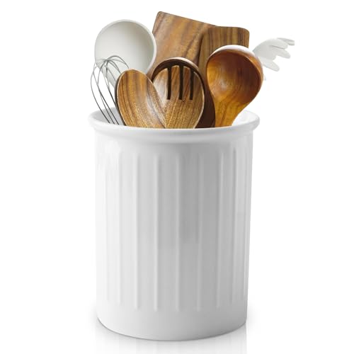 LEKEFETO Soporte para utensilios de cocina de cerámica, soporte para utensilios de cocina, cocina, utensilios de cocina, almacenamiento, utensilios de cocina, soporte para cuchara de cocina, para