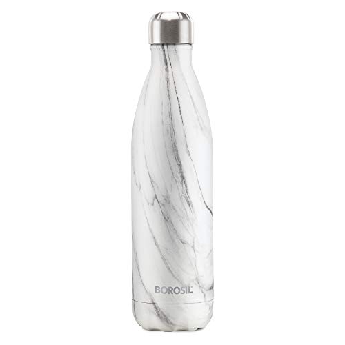 Borosil - Stainless Steel Hydra Bolt Marble - Vacuum Insulated Flask Water Bottle, 500ML