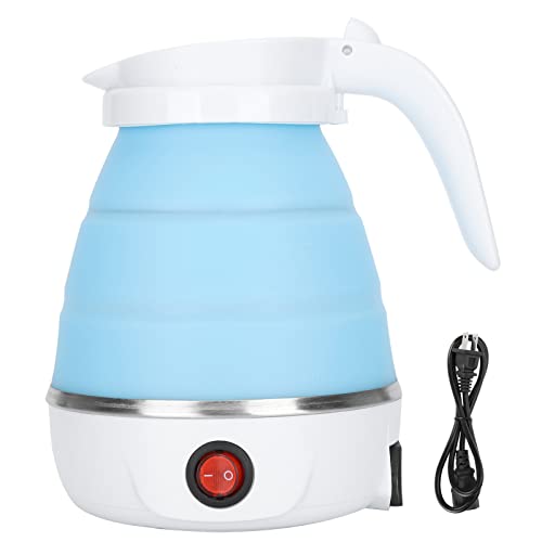 Omabeta Small Electric Kettle Travel Folding Water Boiler Portable Silicone Household Electric Kettle 400W US Plug 110V(Blue)