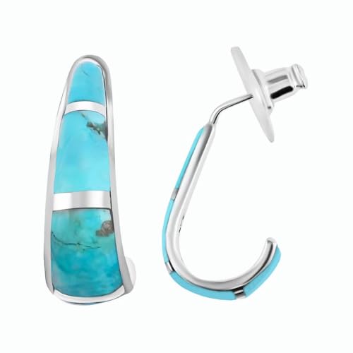 Turquoise Earrings for Women in 925 Sterling Silver Beach Boho Western Hoop Earrings Turquoise Jewelry Wedding Anniversary Birthday Gifts for Womens