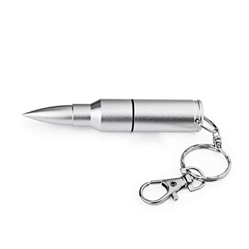 Raoyi New 3D Bullet 64G Usb Flash Drive Usb 2.0 Metal Memory Stick Pen Drive Thumb Drive Zip Drive With Key Chain (Silver) #TOP2
