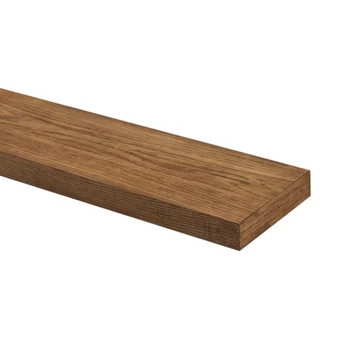 Modern Ember Alma 60 Inch Floating Shelf in White Oak | Burnished Walnut | Handcrafted Natural White Oak Wood Shelf | Single Bracket Wall-Mounted Fireplace Mantel Shelf | 60â€ W x 2â€ H x 8â€ D
