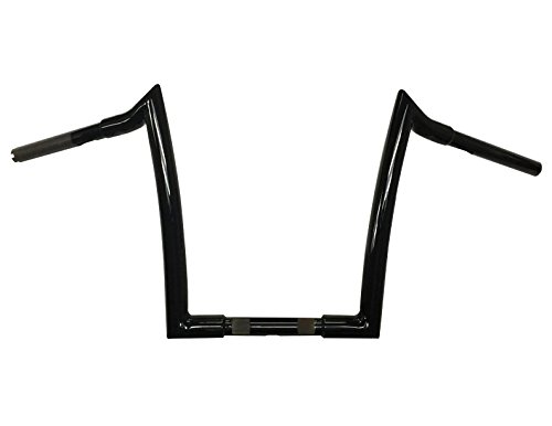 Dominator Industries 1 1 4 inch Meathook Monkey Ape Hanger Handlebar, 12 inch Rise, Gloss Black Compatible With 1996-2018 Dyna, Softail, Sportster and 1998-2013 Road Glide