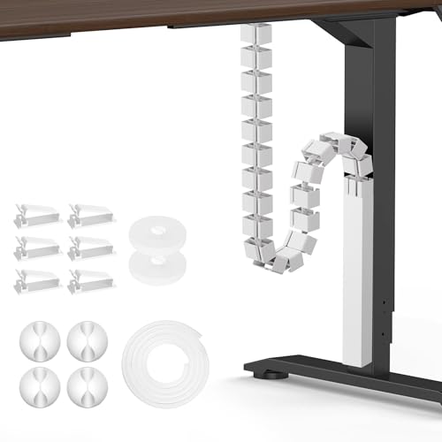 Image of Mimoke Cable Management Spine Cable Management Magnetic Channel Modular Cable Organiser for Under Desk Rectangular Design for Cable Separation & Protection (White)