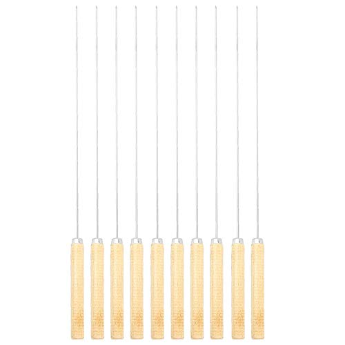 Mumusuki Marshmallow Roasting Sticks,10Pcs/set Stainless Steel U Shape Wooden Handle Barbecue Fork Grill Stick Skewer for Hot Dog Campfire Camping Stove BBQ Tools