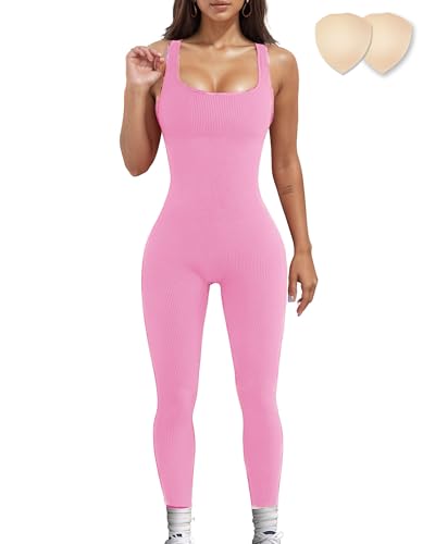 Merlvida Mono Deportivo Mujer sin Costuras Jumpsuit Sexy Mono Ajustado Elástico Body Overol Monos de Una Sola Pieza Ropa Deportiva Gimnasio Fitness Yoga