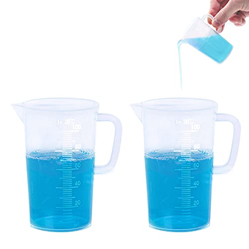 2 Pcs 100ml Verre Doseur, Pichets Doseurs en Plastique, Pichet à Mesurer en Plastique, Verre Doseur Gradué, Verres Doseurs en Plastique Transparent pour Cuisine et Laboratoire
