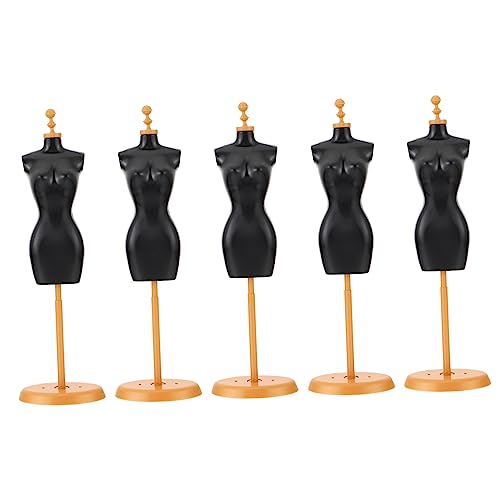 MUSISALY 5 Pz stand modello giocattoli bambini toys supporto per la forma del vestito della bambola forma del vestito manichino portapacchi modello mini bambola mini espositore Black