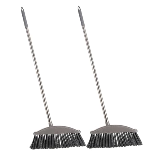 Zerodeko Escoba Grande De Cerdas Rígidas y Ancha para Limpieza, Acero Inoxidable, Juego 2 Piezas, Uso Doméstico y Exterior, Adecuado para Patios y Terrazas