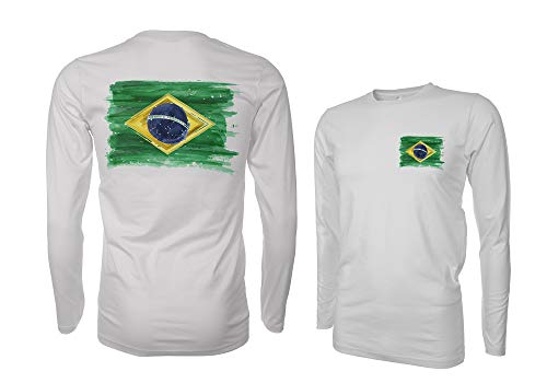 Ink Trendz Brazil Grunge Flag Brasil Surf Sailing Fishing Long Sleeve Performance Surfing UPF50 Rashguard T-Shirt2