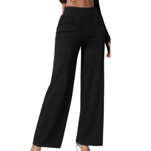Easetrousers - High Waisted Multi-pocket Straight Leg Stretchy Pants Women's Casual Wide Leg Long Trousers