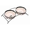 Napf-Set, Keramik/Metall, 2 × 0,6 l/ø 15 cm/32 × 9 × 15 cm, weiß/schwarz