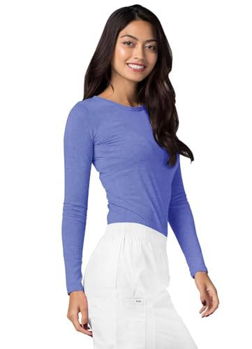 Image of Adar Womens Comfort Long Sleeve T-Shirt Underscrub Tee - 2900 - Heather Royal Blue - 3X