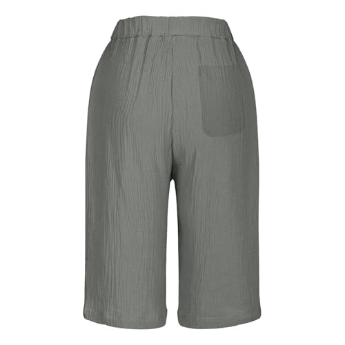 Pantalon d'été court lin femme fluide large coupe casual - 4