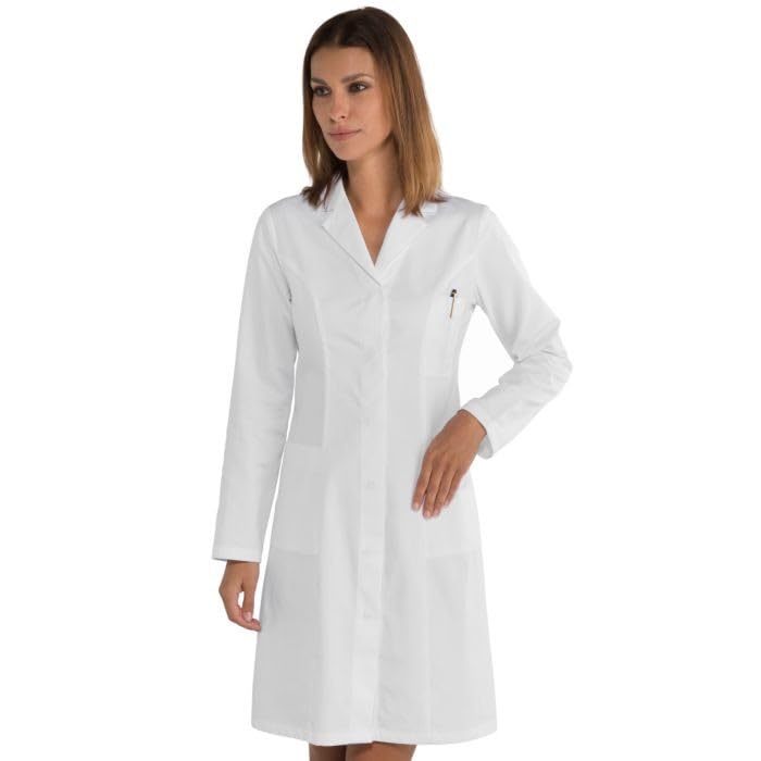 I.sacco Camice da Lavoro Slim da Donna VALENCIA in 100% Cotone Satin (Bianco)