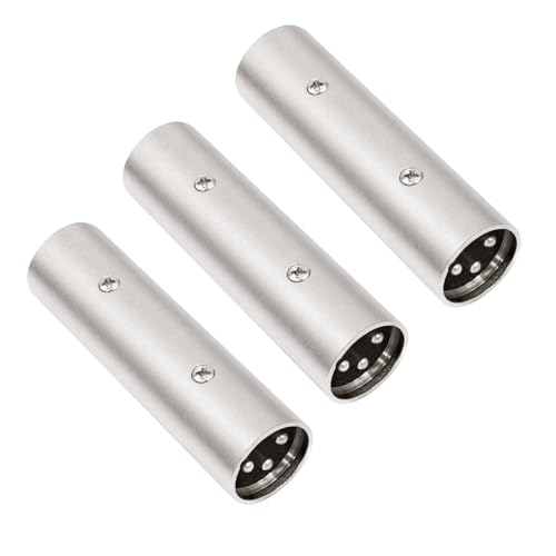 DETAME XLR Male to Male Audio Adapter, 3-Pin XLR Connector, Silver, 3Pack