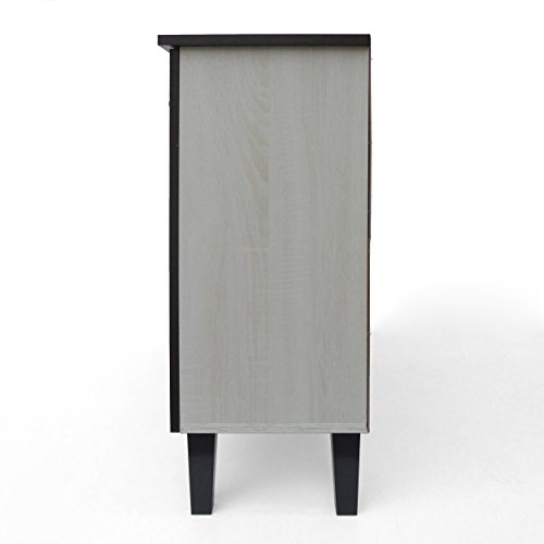 Christopher Knight Home Wilnona Modern 3-Shelf Faux Wood Cabinet With Sanremo Oak Interior, Walnut / Sonoma Oak / Black #TOP6