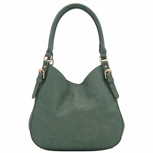 Lightweight 3 Compartment Faux Leather Medium Hobo Bag