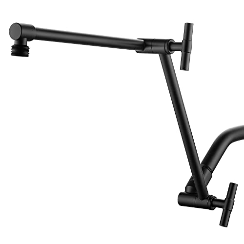 Duschkopf-Verlängerungsarm - 33 cm Duscharm-Verlängerung für Regen- und Handbrause, Höhe und Reichweite verstellbar, Duschverlängerungsarm mit Sicherungsmuttern, G1/2 Universalanschluss, mattschwarz Cover