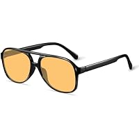 YDAOWKN Large Frame Retro Aviator Sunglasses for Women & Men w/ UV400 Protection (Yellow)