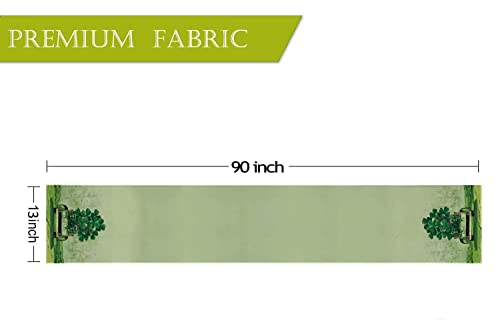 St Patricks Day Table Runner Shamrock Good Luck Truck Green Burlap Spring Holiday Kitchen Dining Banquet Indoor Outdoor Decorations Family Party Decor 13 X 90 Inch #TOP1