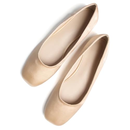 Hee grand Women's Flats Square Toe Ballet Shoes Casual Flats Satin Dress Shoes Comfort Slip-On Loafers4