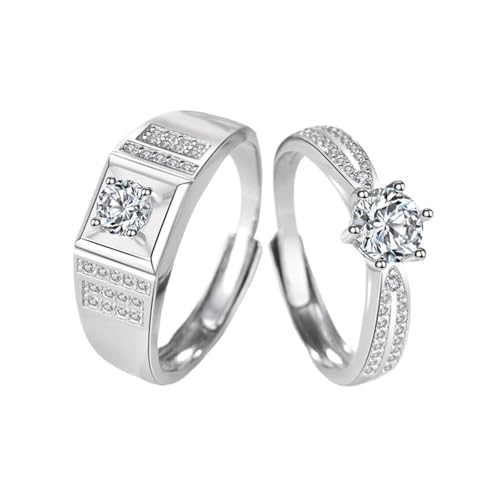 Bague fiancaille femme argent 925 ajustable et personnalisable pour couple