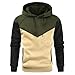 HUBGFEQ Fall Winter Men's Patchwork Hoodie Outdoor Sportswear Street Top Fleece Thermal Hooded Sweatshirt-Beige-L
