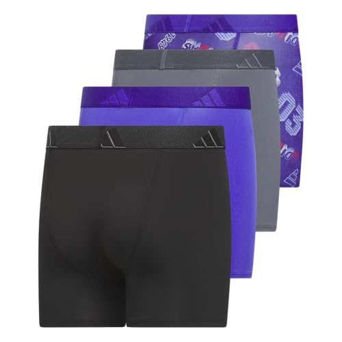 Image of adidas youth Performance Microfiber Boxer Briefs (4-pack Or 3-pack) Kids Graphic Underwear