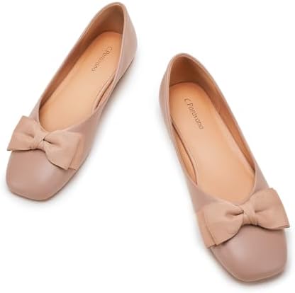 C.Paravano Women's Flats Genuine Leather | Women's Ballet Flats | Square Toe Shoes | Leather Flats for Women