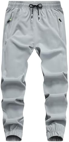 ZooYung Boys Hiking Joggers Pants Outdoor Youth Quick Dry Lightweight Athletic Pants with Zipper Pockets(SBP3822-L-Gray-12)