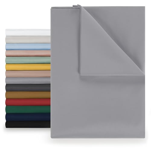 Blumtal Basic Betttuch 160x275 cm für Matratzen 90x200 cm - Bettlaken ohne Gummi - Oeko-TEX zertifiziertes Betttuch ohne Gummi - Leintuch aus gebürstetem Microfaser - Bettwäsche 90x200cm cm - Grau
