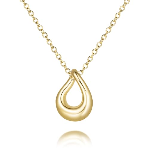 Gold Necklaces for Women 14K Gold Pendant Necklaces for Women Trendy Twist Clean Minimal and Effortlessly Stylish Cute Circle Pendant Necklace for Womens Adjustable in Length 18in