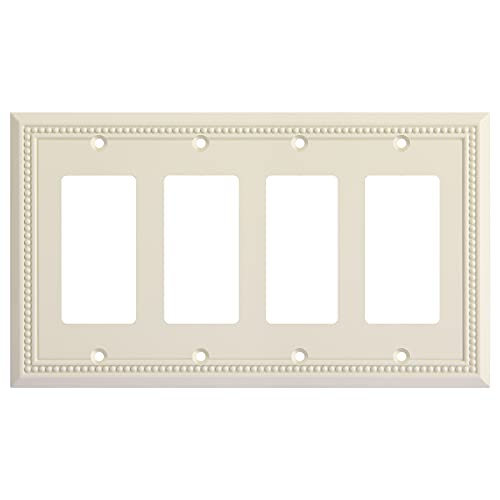 Image of Henne Bery Sunken Pearls Heavy Duty Decorative Wall Plate Switch Plate Outlet Cover (Quad Decorator, Light Almond)