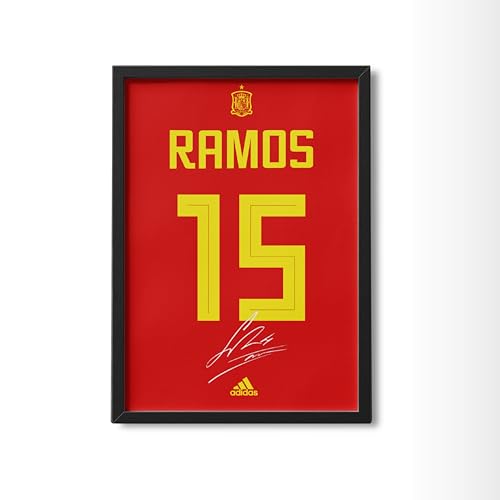 Image of POSTERNET Football Jersey Frame Wall Art | Inspired Red No.15 Football Poster with Black Frame | Sports Room Decor for Bedroom, Living Room, Office | Premium Printed Wall Hanging Frame 8.3 x 11.7 Inch