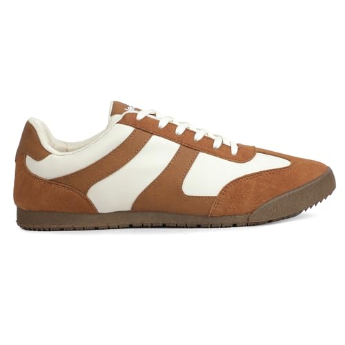 Image of Liberty LEAP7X DECIAN-4E Sneakers for Men - Red & Brown Lace-Up Casual Shoes | Memory Foam Cushioned Insole, Lightweight Low-Profile Sneakers, Walking, College, Travel & Casual Outings
