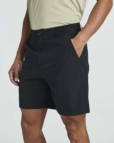 Real Essentials Pacote com 3: Shorts de golfe masculinos de 17,78 cm - frente plana casual trabalho,