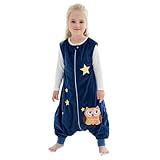 MICHLEY Toddler Sleeping Sack with Feet Newborn Infant Sleeveless Sleeping Bag 2-way Zipper Baby Wearable Blanket for Walkers,Dark Blue Owl,3-5T