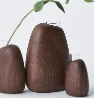 Mango vase - large walnut/SASAKI[旭川クラフト(木製品/一輪挿し)]マンゴーベース / ササキ工芸_03259