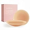 SUFUJIA Not Sticky Pasties Nipple Covers, Cakes Grippy Seamless Covers Fit Body, Reusable Silicone Bra No-Show Inserts with Travel Box (Caramel, 3.94IN(B-DD))