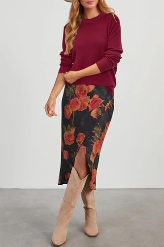 Image of Arach&Cloz Women's Wool Blend Classic Crew Neck Casual Fall Sweaters