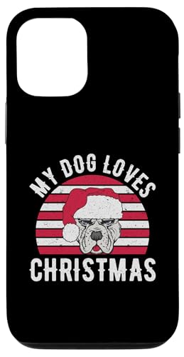 �h�b�O �s�b�g�u�� �N���X�}�X Vintage My Dog Loves Christmas Pit Bull �X�}�z�P�[�X iPhone 12/12 Pro �p