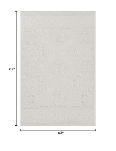 Livabliss Ivor Outdoor Textured Cream Rug, 5'3" x 7'3"