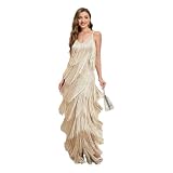 MYLLJBD Brautjungfernkleid Brautjungfer Kleid Bankett Hosentäter Langes Abend Quasten Kleid-Khaki-l
