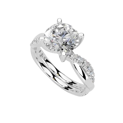 1.0 Carat 14 K White Gold Twisted Style Round Cut Lab Grown Diamond Ring, Engagement, Anniversary...