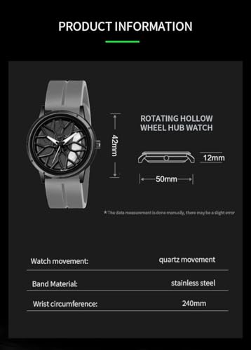 Image of Shocknshop RevolveX Rotating Hollow Wheel Hub Creative Fashion Analog Silicone Magnetic Strap Wrist Watch for Men Boys -WCH368