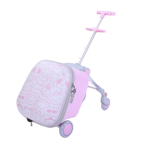 Asixxsix Equipaje para Niños con Asiento, Maleta de Mano de 20 Pulgadas con Asa Ajustable y Ruedas Flexibles, para Niños de 2 a 10 Años de Edad, Rodamiento de Carga de 220 Libras