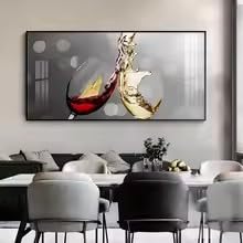BSIibncV Print and Posters Abstract Red Wine Glass Canvas Painting Dining Room and Kitchen Wall Modern Home Wall Art Pictures(55x110cm/Frameless)