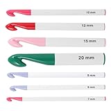 HIAKDOFT Juego de Agujas de Crochet Bricolaje 7 Piezas Mango Ergonómico Material Duradero Kit para Tejedores Principiantes y Avanzados Herramientas Portátiles para Color Aleatorio