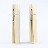12 Inch Giant Clothespins, Jumbo Wood Clips for DIY Craft, Bathroom or Laundry Room Decoration, 2 PCS